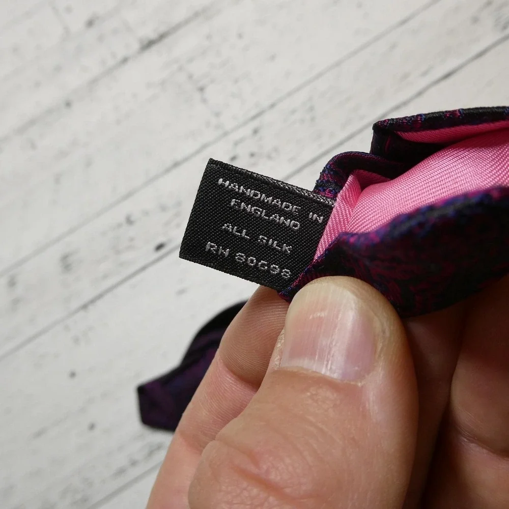 Garrick Anderson Tie Mens One Size Purple Paisley Silk Jacquard Necktie England‎